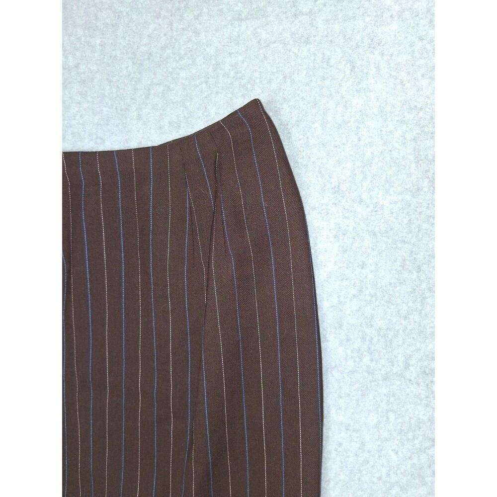 Anne Klein II 100% Wool Pinstripe Pencil Mini Skirt Size 2 Brown Office Siren - Picture 4 of 13